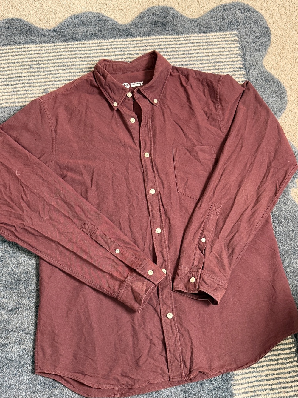Outlier Long Sleeve Button-Down Shirt in Burgundy